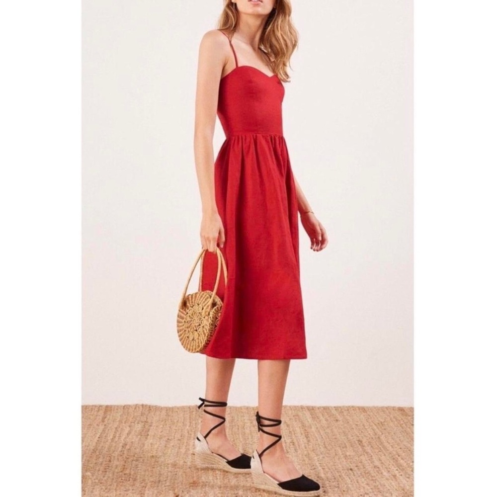 Reformation Olivia Linen Midi Dress
